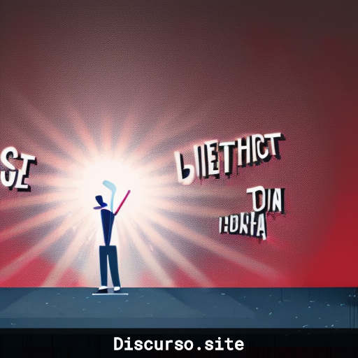 Persona hablando en un escenario con efectos literarios