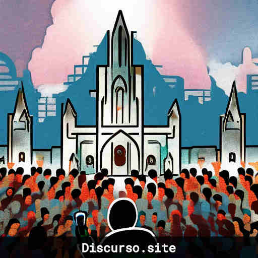 Persona hablando en un ambiente religioso y festivo