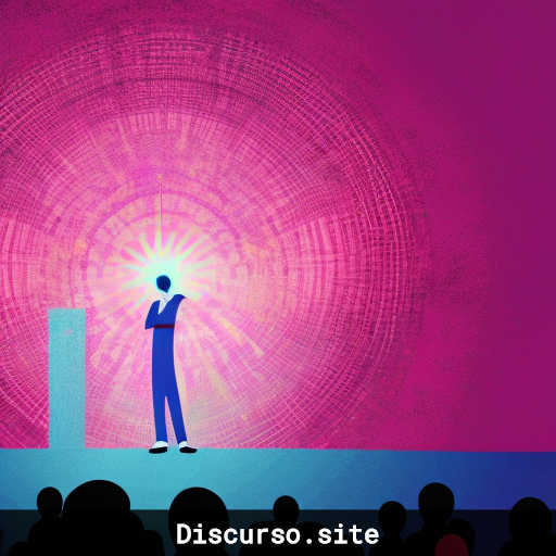 Persona hablando en un escenario rodeada de luces
