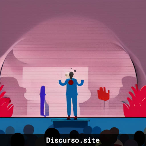 Persona hablando en un escenario frente a una audiencia diversa