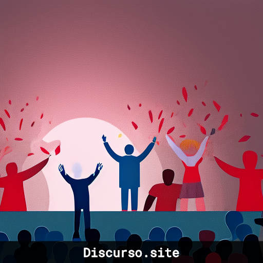 Persona en el escenario dando discurso de agradecimiento