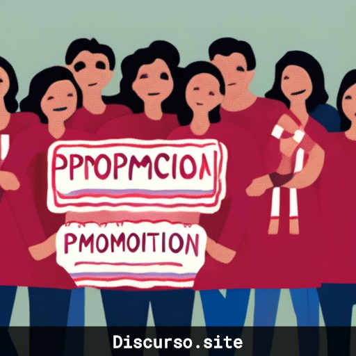 Grupo feliz con bandera de promoción [año]